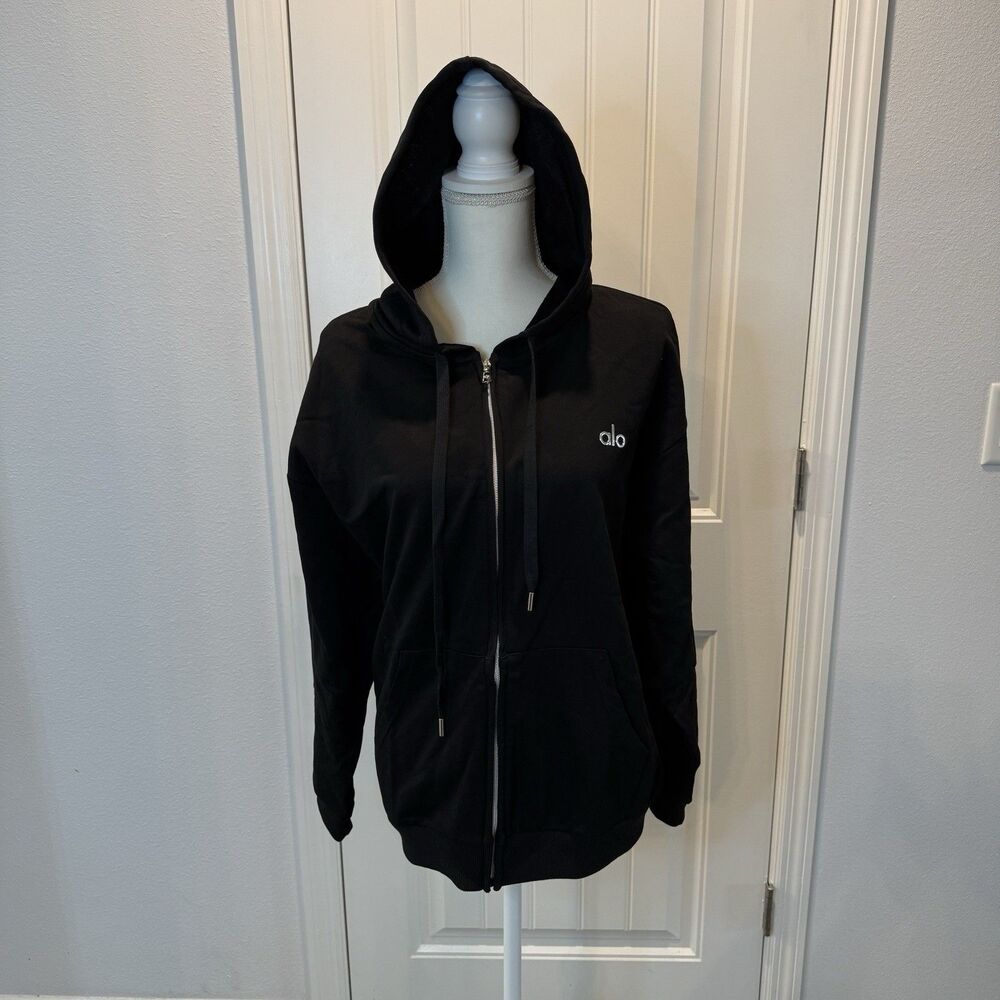 Alo Yoga Accolade Full Zip Hoodie Black NWT Size Medium Unisex